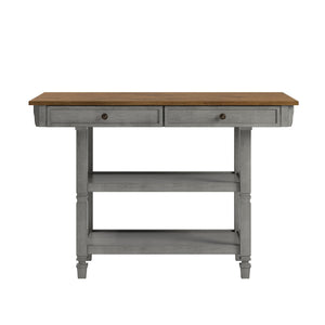 Watts Rubberwood Buffet with Two Drawers and Open Shelves for Dining Room Storage