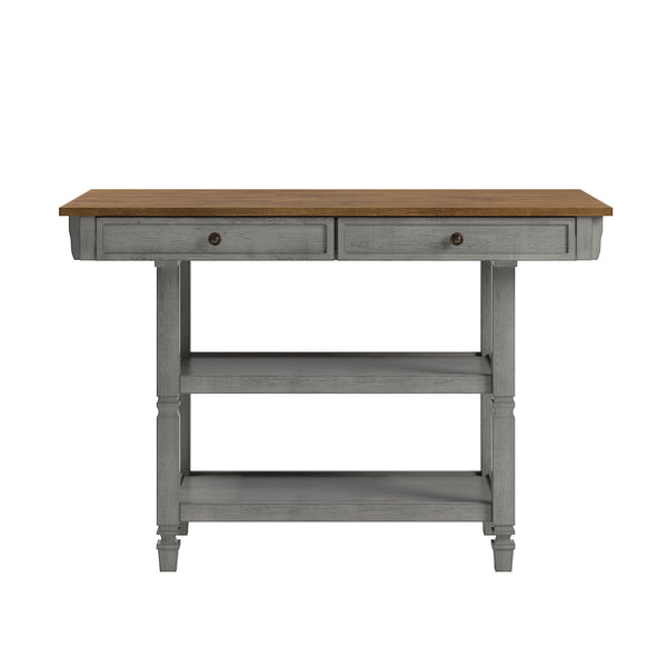 Watts Rubberwood Buffet with Two Drawers and Open Shelves for Dining Room Storage