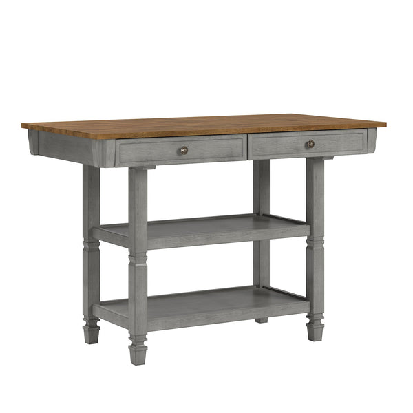 Watts Rubberwood Buffet with Two Drawers and Open Shelves for Dining Room Storage