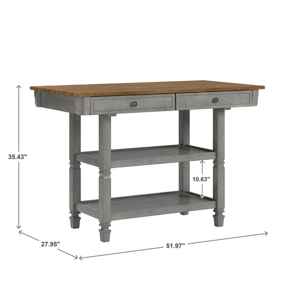 Watts Rubberwood Buffet with Two Drawers and Open Shelves for Dining Room Storage