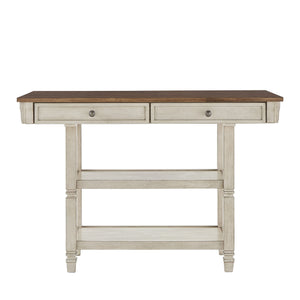 Homelegance Watts Rubberwood Buffet with Two Drawers and Open Shelves for Dining Room Storage Antique White / Oak 539-27WH