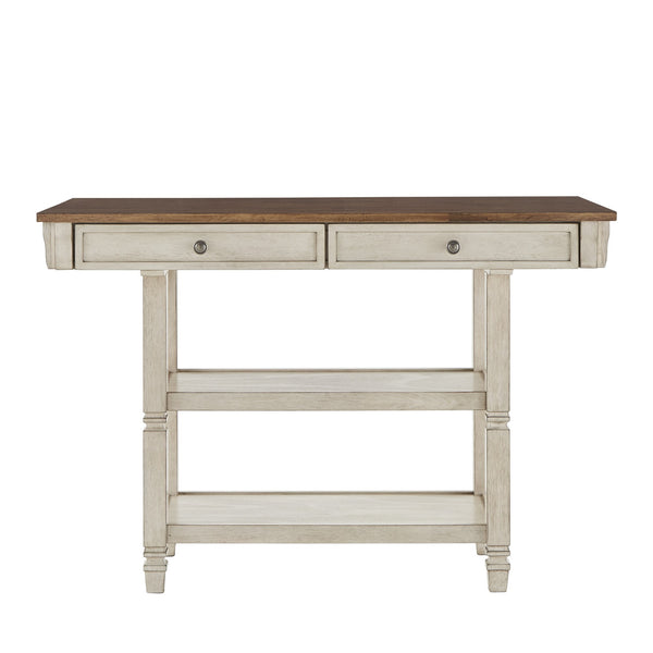Homelegance Watts Rubberwood Buffet with Two Drawers and Open Shelves for Dining Room Storage Antique White / Oak 539-27WH