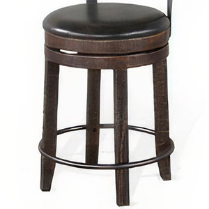 English Elm Flint Swivel Counter Stools Mahogany Wood Frame Faux Leather Set for Kitchen Bar B056P416925