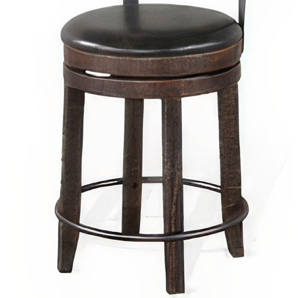 English Elm Flint Swivel Counter Stools Mahogany Wood Frame Faux Leather Set for Kitchen Bar B056P416925
