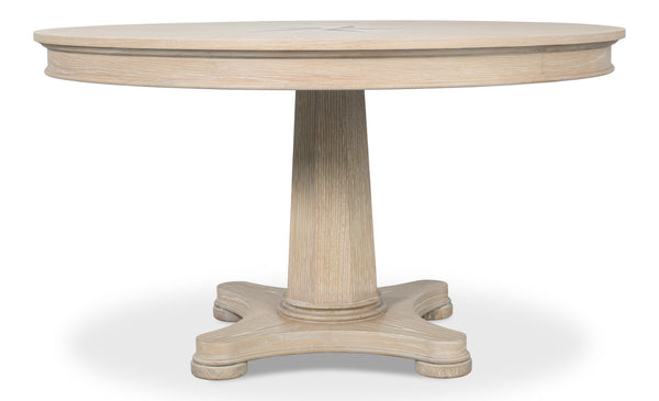 Sarreid Samuel Dining Table - Elegant Whitewashed Oak Wood Design For Timeless Dining Room Style Beige  53901