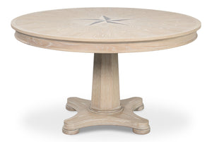 Sarreid Samuel Dining Table - Elegant Whitewashed Oak Wood Design For Timeless Dining Room Style Beige  53901