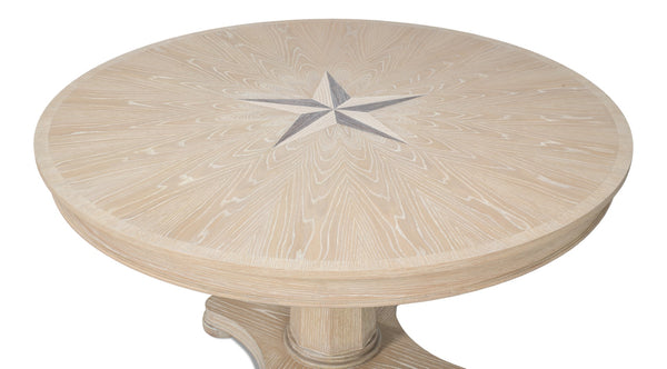 Sarreid Samuel Dining Table - Elegant Whitewashed Oak Wood Design For Timeless Dining Room Style Beige  53901