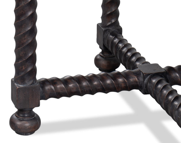 Sarreid Barley Side Table - Stunning Acacia Wood Base With Elegant White Banswara Marble Top For Style Brown  53903