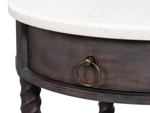 Sarreid Barley Side Table - Stunning Acacia Wood Base With Elegant White Banswara Marble Top For Style Brown  53903