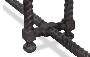 Sarreid Barley Console Table - Elegant Acacia Wood Base With Stunning White Banswara Marble Top Finish Brown  53904