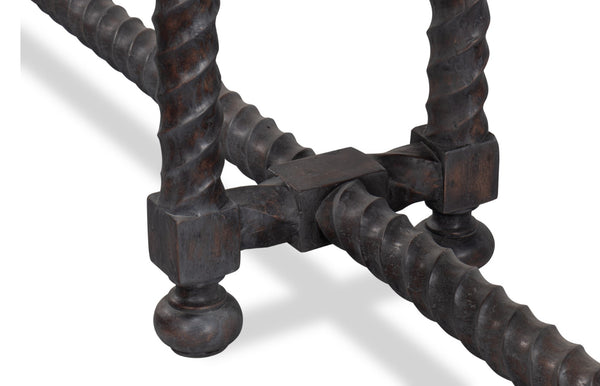 Sarreid Barley Console Table - Elegant Acacia Wood Base With Stunning White Banswara Marble Top Finish Brown  53904