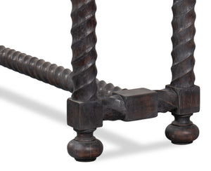 Sarreid Barley Console Table - Elegant Acacia Wood Base With Stunning White Banswara Marble Top Finish Brown  53904