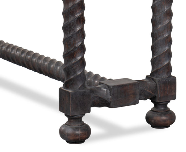 Sarreid Barley Console Table - Elegant Acacia Wood Base With Stunning White Banswara Marble Top Finish Brown  53904