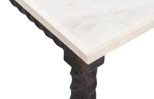 Sarreid Barley Console Table - Elegant Acacia Wood Base With Stunning White Banswara Marble Top Finish Brown  53904