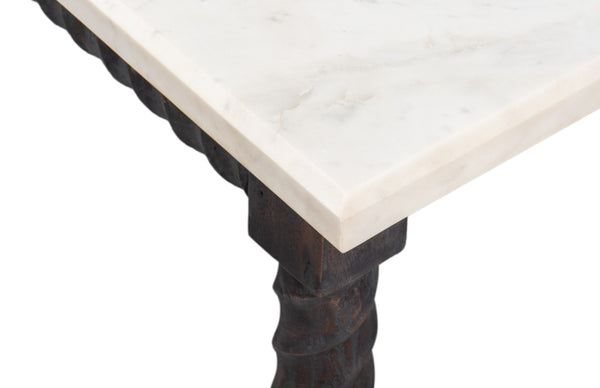 Sarreid Barley Console Table - Elegant Acacia Wood Base With Stunning White Banswara Marble Top Finish Brown  53904