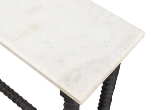 Sarreid Barley Console Table - Elegant Acacia Wood Base With Stunning White Banswara Marble Top Finish Brown  53904