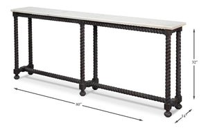 Sarreid Barley Console Table - Elegant Acacia Wood Base With Stunning White Banswara Marble Top Finish Brown  53904