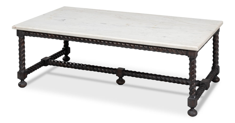 Sarreid Barley Cocktail Table – Stunning Acacia Wood With Elegant White Banswara Marble Top For Your Home Brown  53905