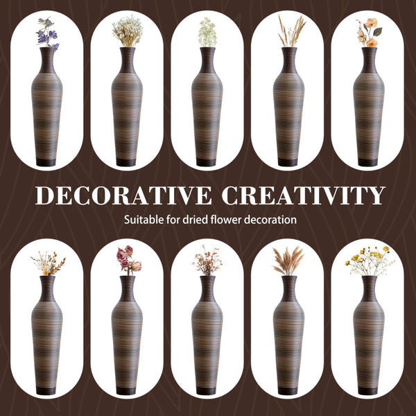 English Elm 39.4" Handcrafted Pvc Floor Vase Textured Brown Gradient Boho Entryway Accent W2796P446192