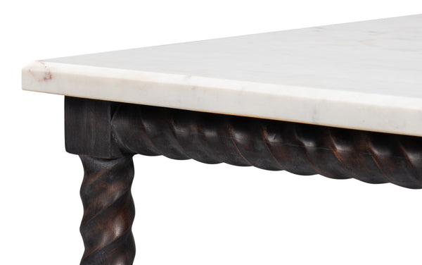 Sarreid Barley Cocktail Table – Stunning Acacia Wood With Elegant White Banswara Marble Top For Your Home Brown  53905