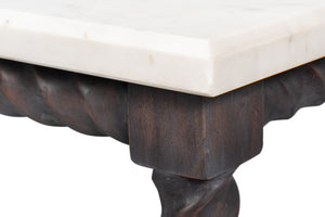 Sarreid Barley Cocktail Table – Stunning Acacia Wood With Elegant White Banswara Marble Top For Your Home Brown  53905