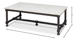 Sarreid Barley Cocktail Table – Stunning Acacia Wood With Elegant White Banswara Marble Top For Your Home Brown  53905