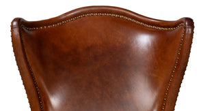 Sarreid Drake Distilled Leather Chair - Newark Brown Elegance With Antique Brass Nail Heads For Luxe Living Brown  53906