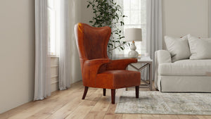 Sarreid Drake Distilled Leather Chair - Newark Brown Elegance With Antique Brass Nail Heads For Luxe Living Brown  53906