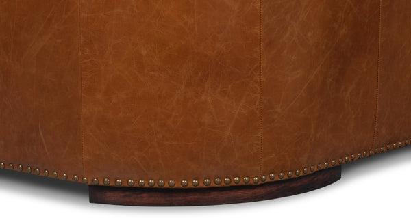 Sarreid Mcmillan Distilled Leather Sofa - Luxurious Cuba Brown With Antique Brass Nail Heads For Elegance Brown  53907