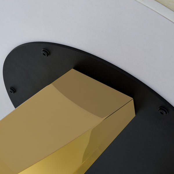 English Elm A 42-inch round dining set with stone top table and gold-plated stainless legs plus four PU chairs Gold 31 L x 19.5 W x 17.5 H W1512S00133