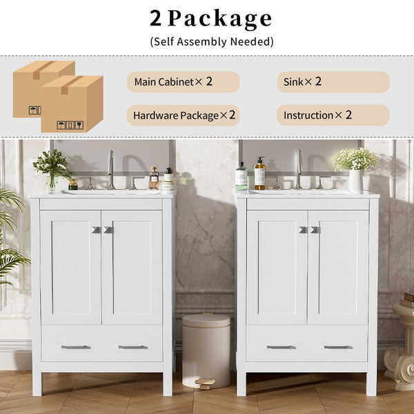 English Elm 48-Inch Modern Bathroom Vanity with Dual Ceramic Sinks, Ample Soft-Close Storage and Stylish Design White N729P000009K
