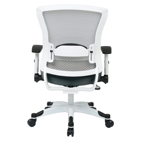 OSP Home Furnishings White Mesh Ergonomic Manager Office Chair with Lumbar Support and Synchro Tilt Control Grey 317W-W1C1F2W-2M