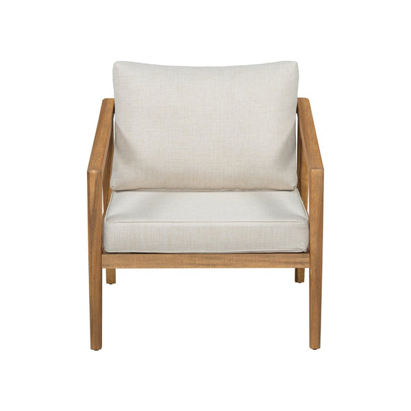 English Elm Westin Solid Acacia Wood 4 Piece Outdoor Chat Set with Cushioned Club Chairs WESTIN 4PCS CHAT SET