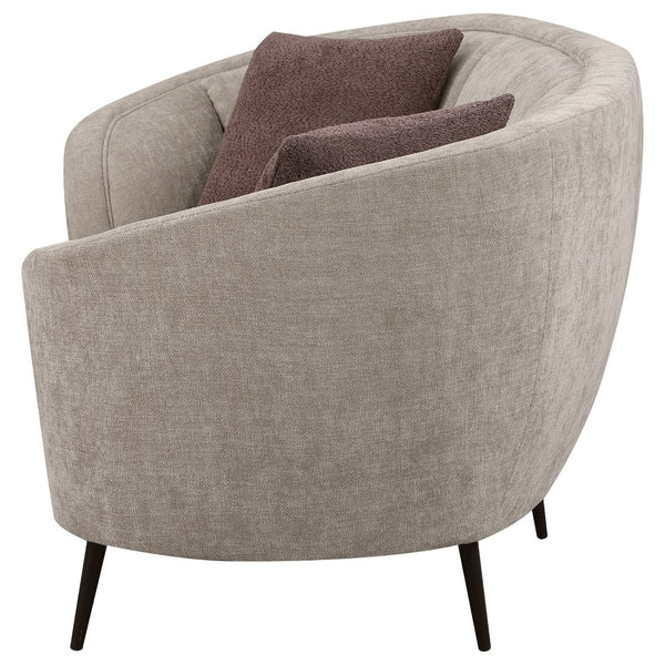 English Elm Saanich Sculptural Curved Loveseat with Boucle Pillows and Sleek Black Metal Legs B062P441137