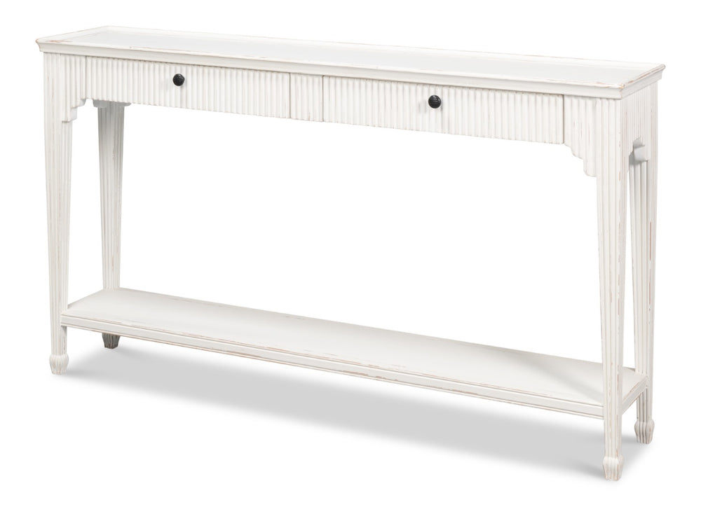 Sarreid Jude Bungalow Console Table - Stylish White Pine & Fir Design For Modern Living Spaces And Decor White  53912