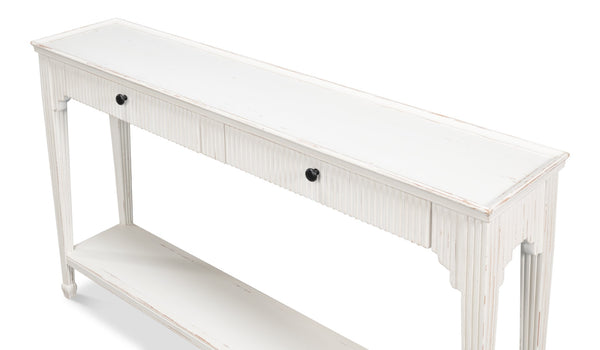 Sarreid Jude Bungalow Console Table - Stylish White Pine & Fir Design For Modern Living Spaces And Decor White  53912