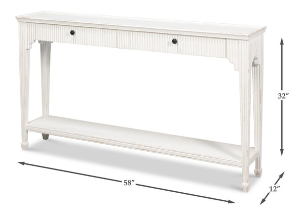 Sarreid Jude Bungalow Console Table - Stylish White Pine & Fir Design For Modern Living Spaces And Decor White  53912