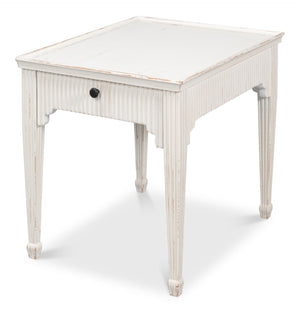 Sarreid Jude Bungalow Side Table - Elegant White Pine & Fir Design For Modern Living Room Decor White  53913