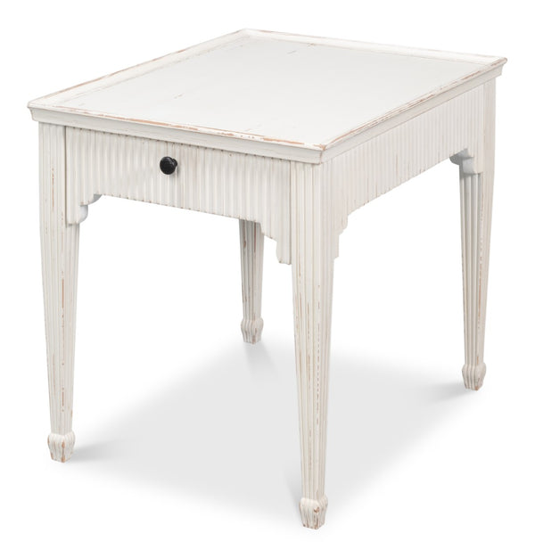 Sarreid Jude Bungalow Side Table - Elegant White Pine & Fir Design For Modern Living Room Decor White  53913