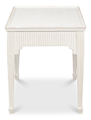 Sarreid Jude Bungalow Side Table - Elegant White Pine & Fir Design For Modern Living Room Decor White  53913
