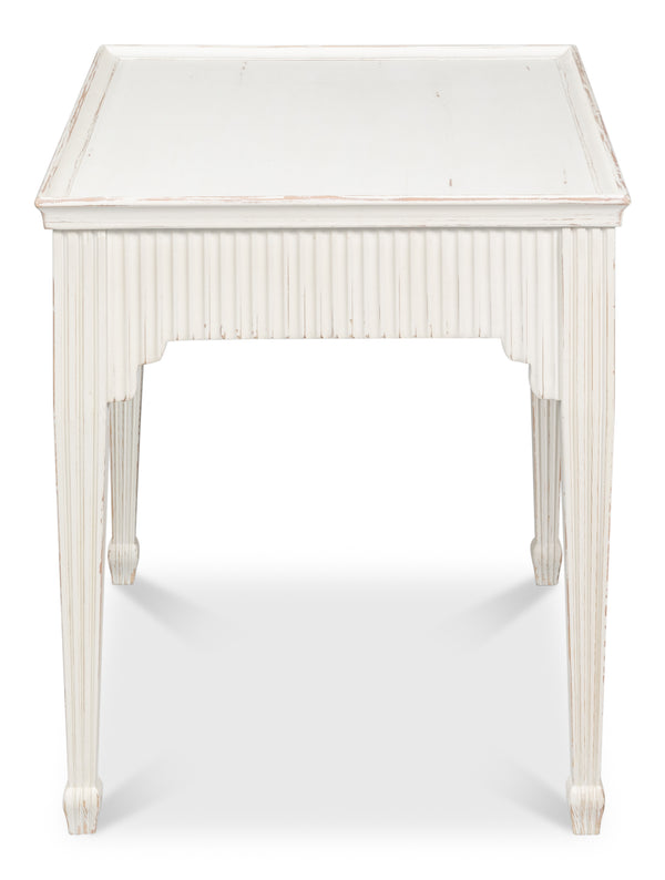 Sarreid Jude Bungalow Side Table - Elegant White Pine & Fir Design For Modern Living Room Decor White  53913