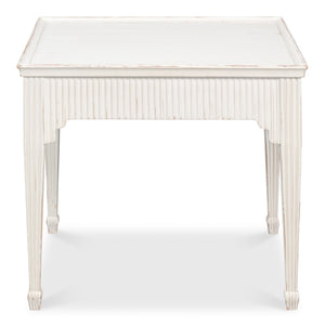 Sarreid Jude Bungalow Side Table - Elegant White Pine & Fir Design For Modern Living Room Decor White  53913