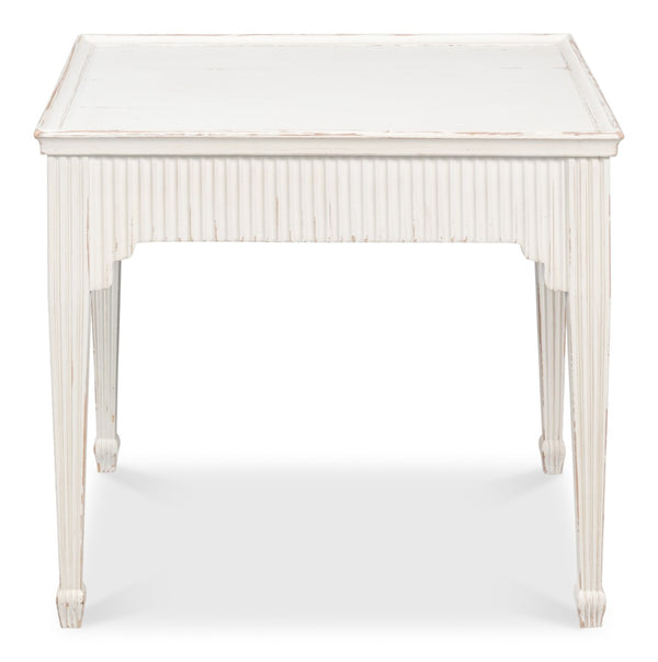 Sarreid Jude Bungalow Side Table - Elegant White Pine & Fir Design For Modern Living Room Decor White  53913