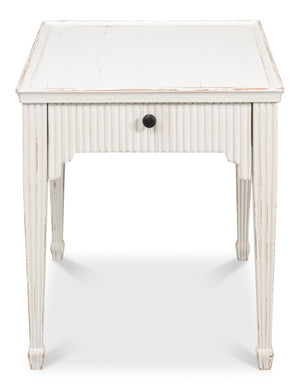 Sarreid Jude Bungalow Side Table - Elegant White Pine & Fir Design For Modern Living Room Decor White  53913