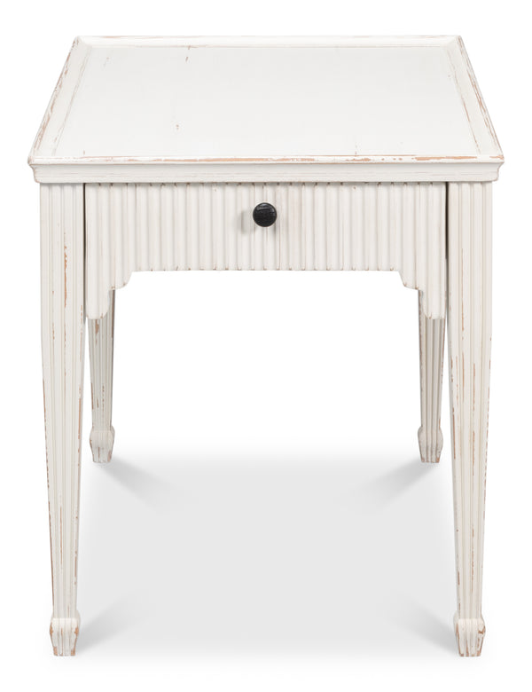 Sarreid Jude Bungalow Side Table - Elegant White Pine & Fir Design For Modern Living Room Decor White  53913