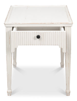 Sarreid Jude Bungalow Side Table - Elegant White Pine & Fir Design For Modern Living Room Decor White  53913