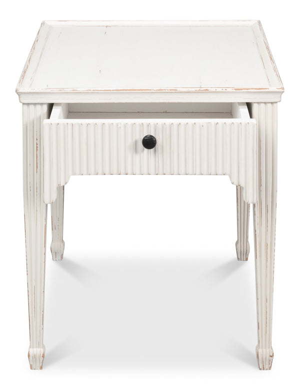 Sarreid Jude Bungalow Side Table - Elegant White Pine & Fir Design For Modern Living Room Decor White  53913
