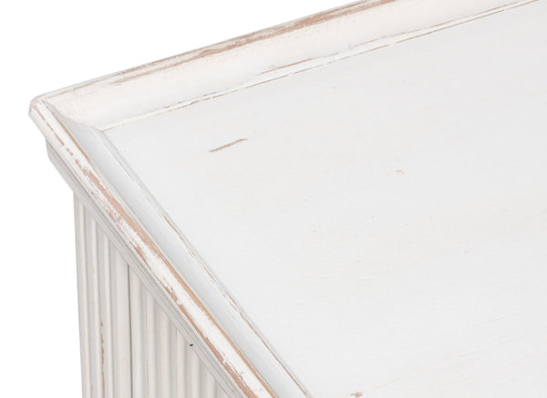 Sarreid Jude Bungalow Side Table - Elegant White Pine & Fir Design For Modern Living Room Decor White  53913