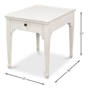 Sarreid Jude Bungalow Side Table - Elegant White Pine & Fir Design For Modern Living Room Decor White  53913