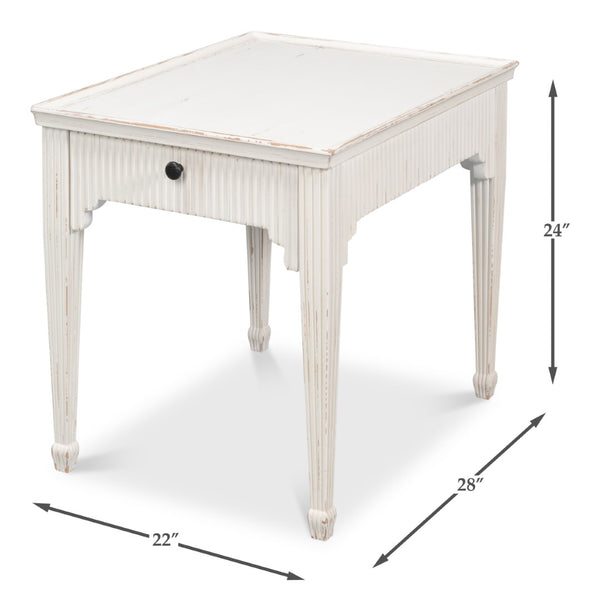 Sarreid Jude Bungalow Side Table - Elegant White Pine & Fir Design For Modern Living Room Decor White  53913
